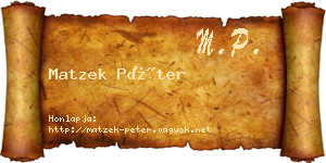 Matzek Péter névjegykártya